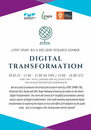 Programme du LITEM SmartBIS & DOS joint research seminar "Digital transformation"